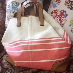 Vintage coach canvas tote